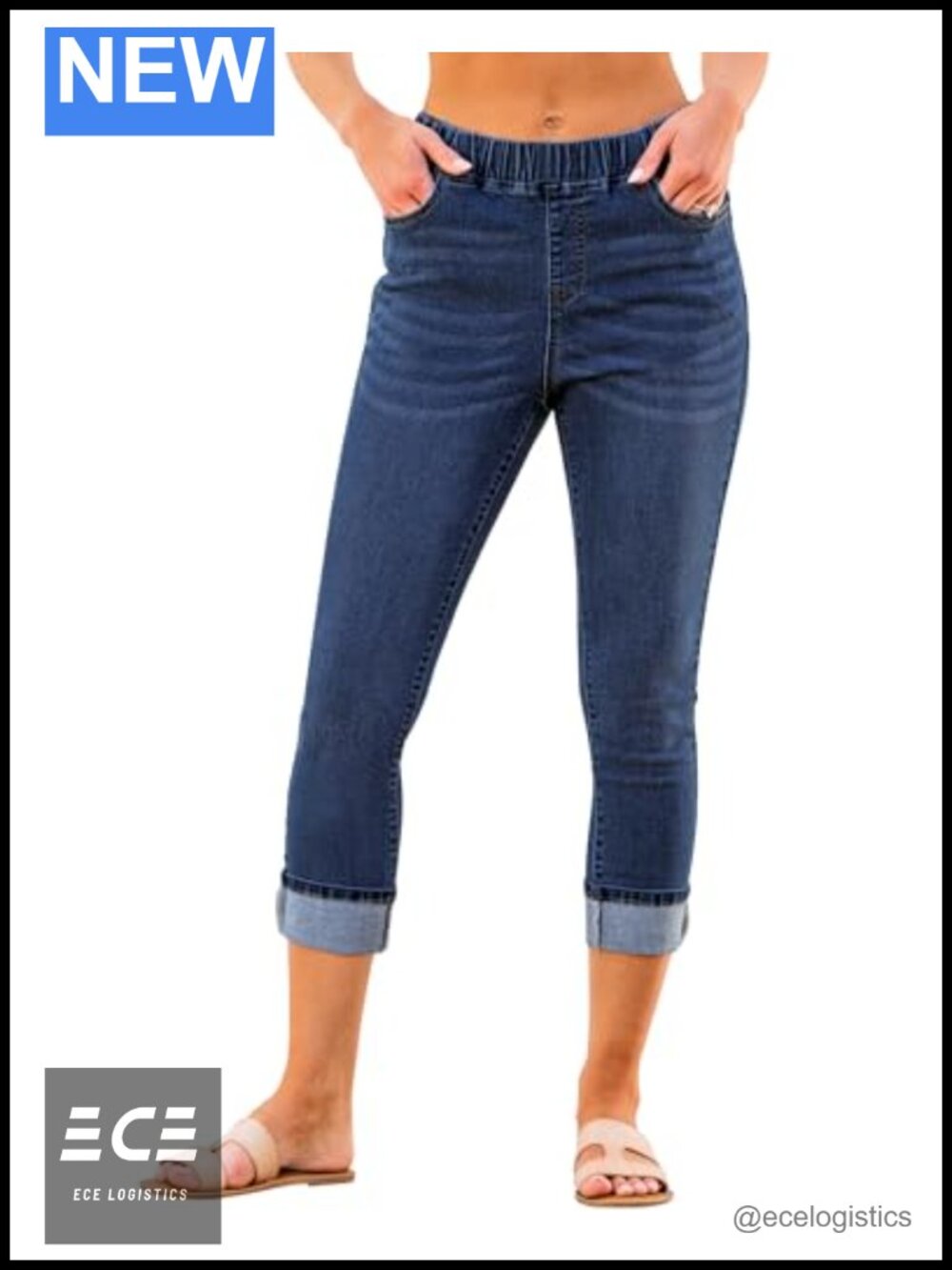 Pull On High Waisted Skinny Capri Jeans Stretch Denim Crop Jeggings Pants